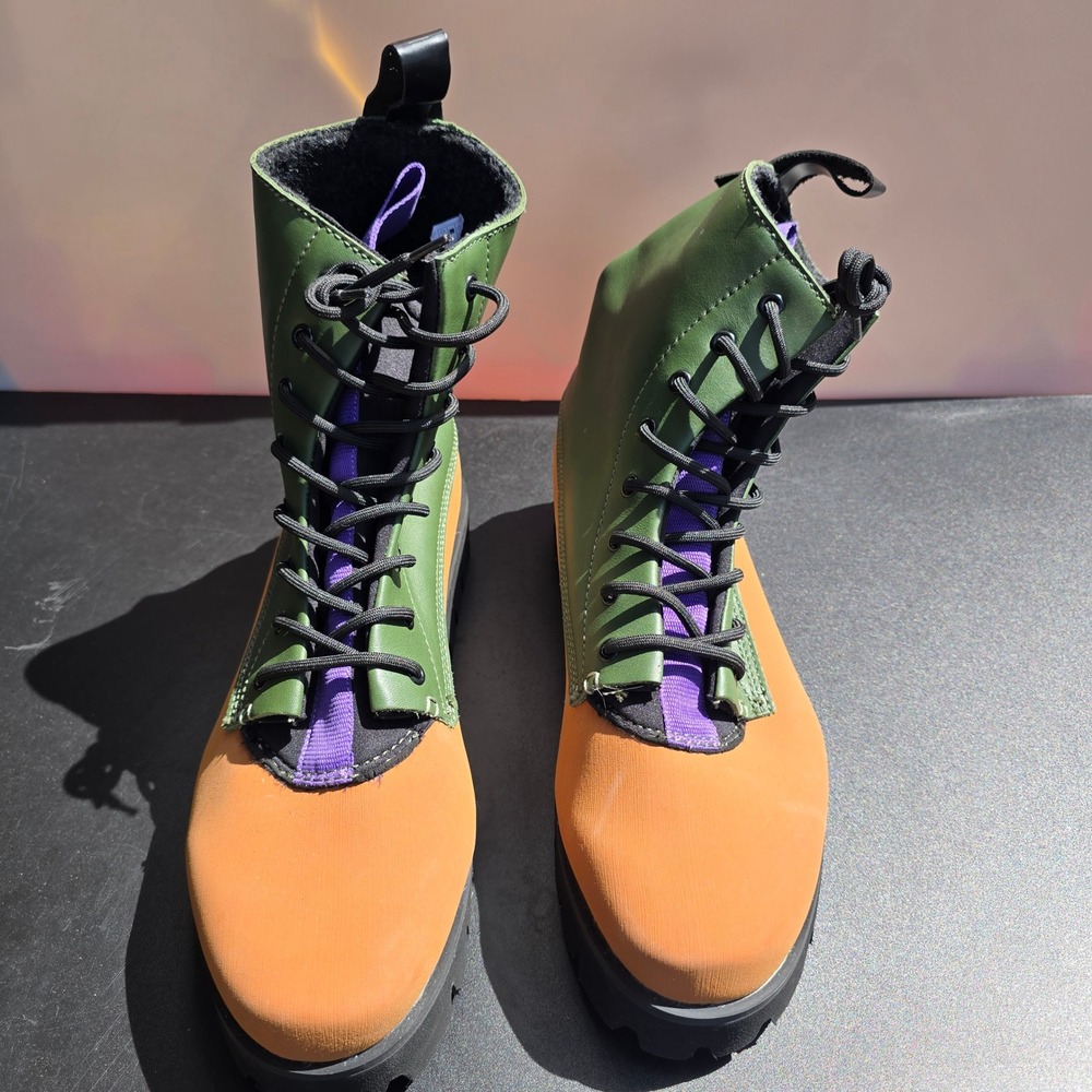 Clearweather Wampas Boots Mens 14 Green Orange Vibram Gumlite Platform Combat